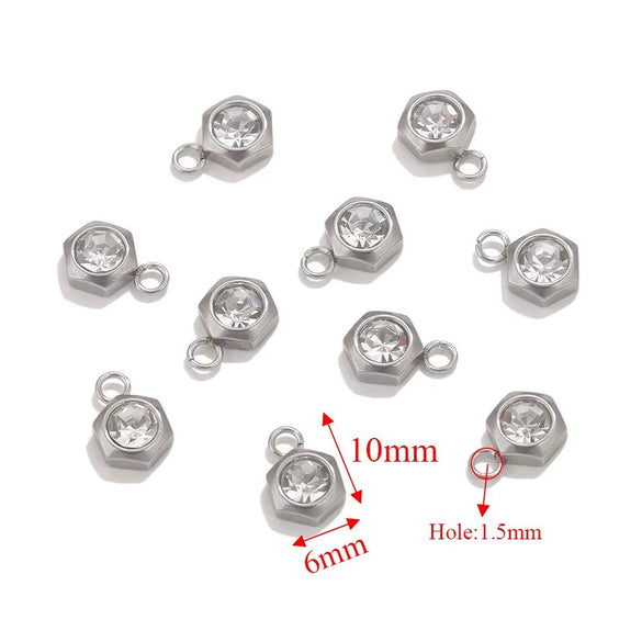 Stainless Steel Diamond Zircon Heart Star Plum Blossom Pendant For Diy Necklace Earrings With Electroplating Treatment
