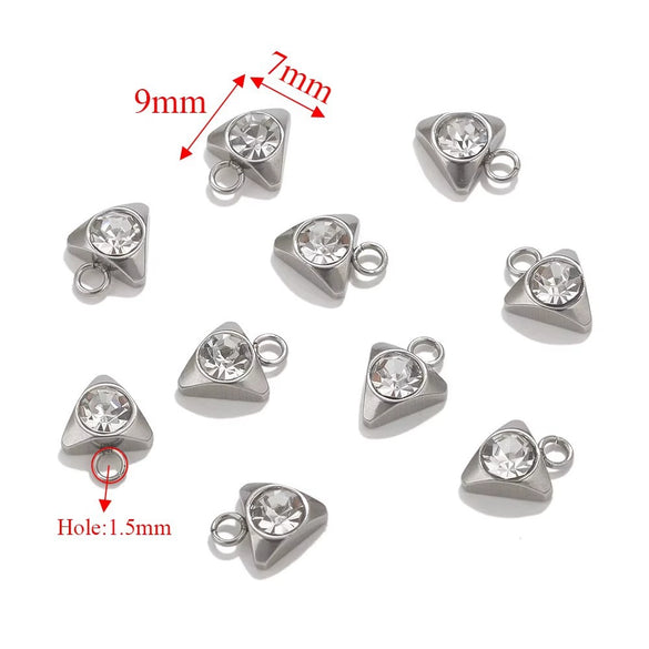 Stainless Steel Diamond Zircon Heart Star Plum Blossom Pendant For Diy Necklace Earrings With Electroplating Treatment