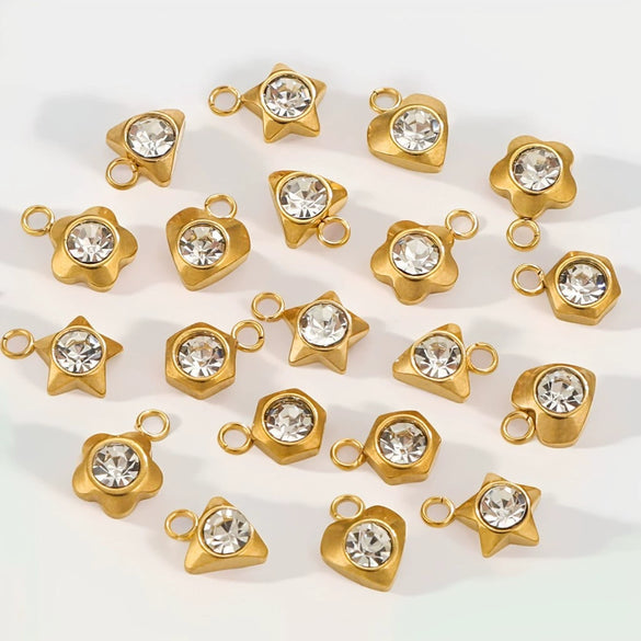 Stainless Steel Diamond Zircon Love Star Plum Blossom Totem Pendant Jewelry Accessories With Electroplating