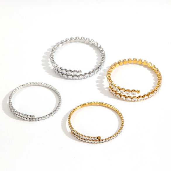 Stainless Steel Diamondencrusted Geometric Women's Bracelets