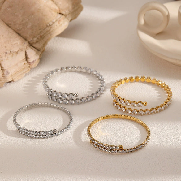 Stainless Steel Diamondencrusted Geometric Women's Bracelets