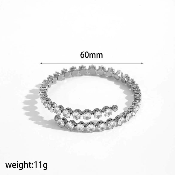 Stainless Steel Diamondencrusted Geometric Women's Bracelets