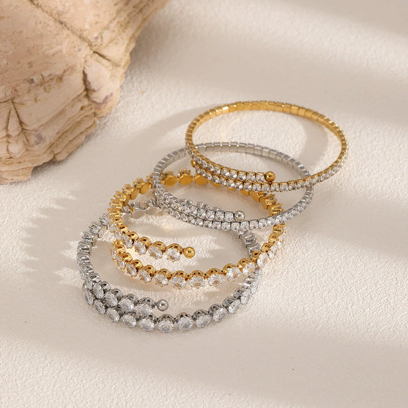 Stainless Steel Diamondencrusted Geometric Women's Bracelets