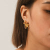 Stainless Steel Diamondencrusted Seahorse And Starfish Earrings Marine Style Animal And Geometric Pattern
