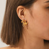Stainless Steel Diamondencrusted Seahorse And Starfish Earrings Marine Style Animal And Geometric Pattern
