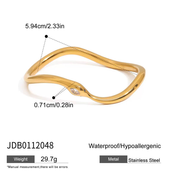 Stainless Steel Diamondencrusted Snake Asymmetrical Bracelet Electroplated Jewelry