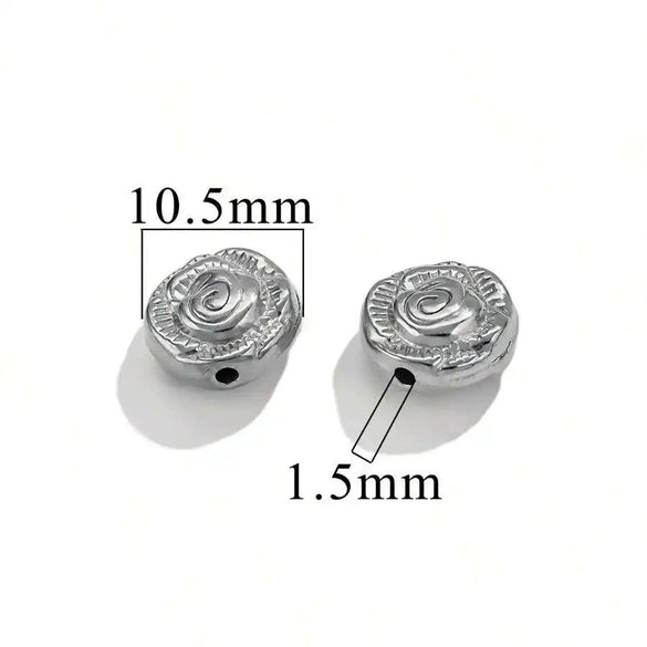 Stainless Steel Diecasting Round Bead Jewelry With Dragon Pattern And Electroplating Treatment