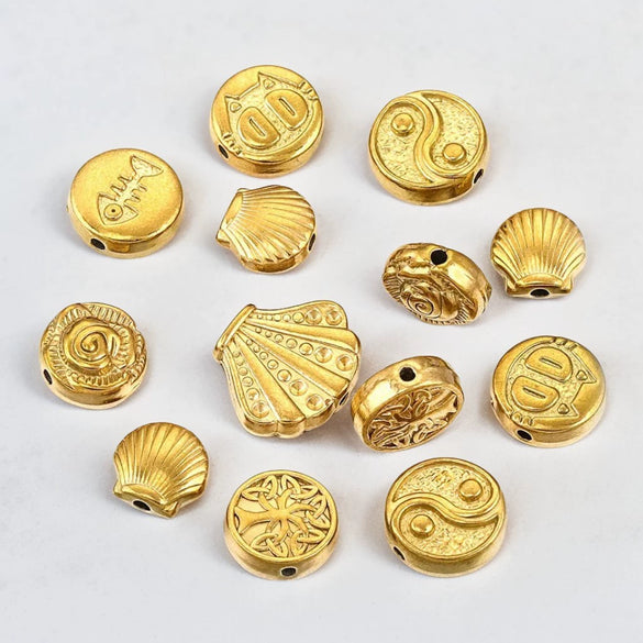 Stainless Steel Diecasting Round Bead Jewelry With Dragon Pattern And Electroplating Treatment
