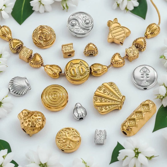 Stainless Steel Diecasting Round Bead Jewelry With Dragon Pattern And Electroplating Treatment