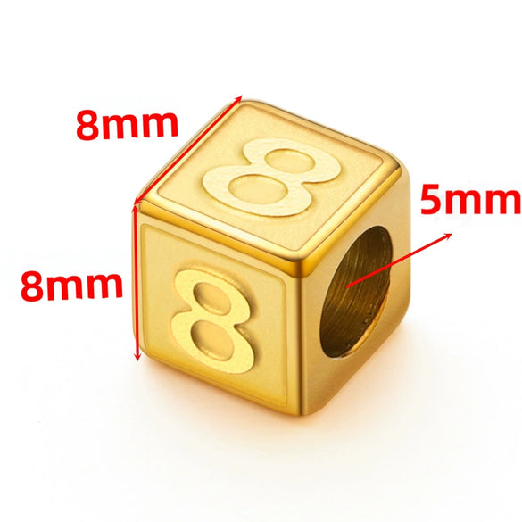 Stainless Steel Digital Square Loose Beads Vacuum Electroplated Jewelry Beading Material