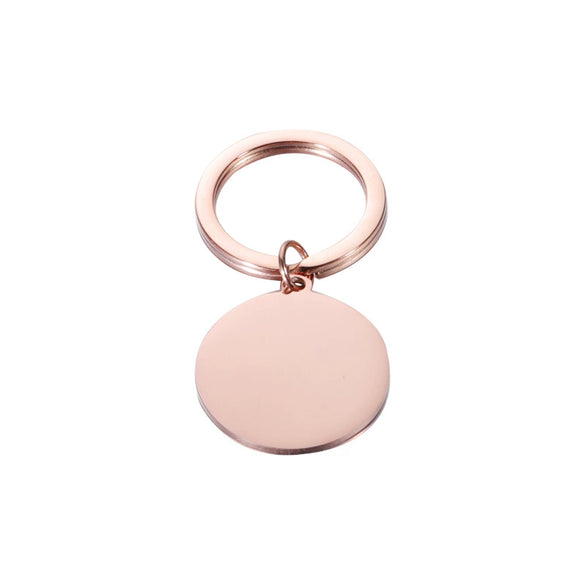 Stainless Steel Disc Keychain Pendant With Electroplating