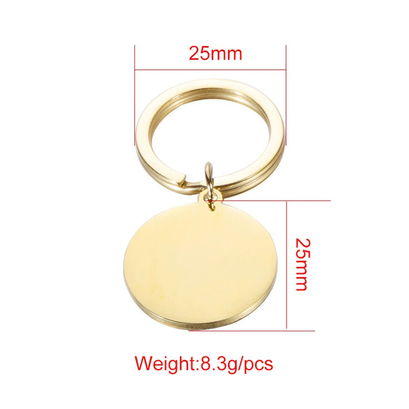 Stainless Steel Disc Keychain Pendant With Electroplating