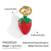Stainless Steel Diy Fruit Pendant With Electroplating For Fashion Matching Strawberry Watermelon Banana Grape Design