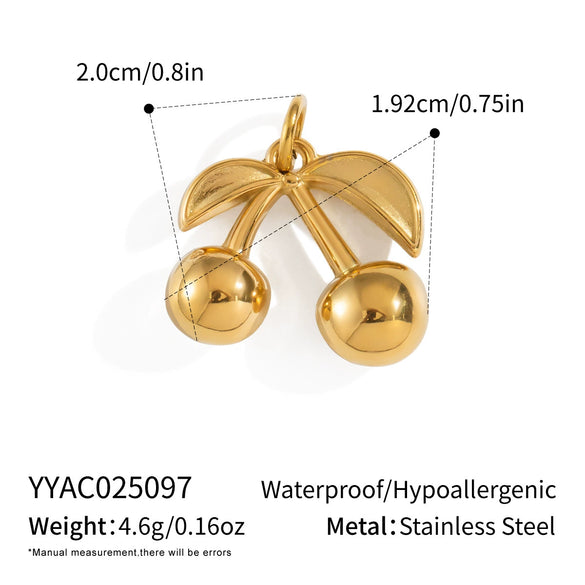 Stainless Steel Diy Fruit Pendant With Electroplating For Fashion Matching Strawberry Watermelon Banana Grape Design