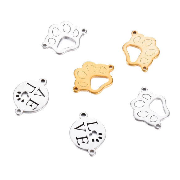 Stainless Steel Dog Claw Cat Claw Letter Love Jewelry Accessories Electroplated Bracelet Necklace