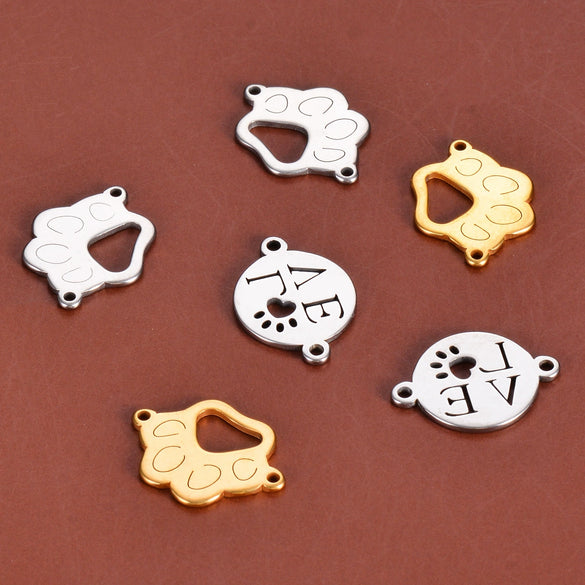Stainless Steel Dog Claw Cat Claw Letter Love Jewelry Accessories Electroplated Bracelet Necklace
