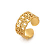 Stainless Steel Double Chain Ring With Geometric Design And Electroplating Treatment Suitable For Women
