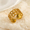 Stainless Steel Double Chain Ring With Geometric Design And Electroplating Treatment Suitable For Women