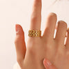 Stainless Steel Double Chain Ring With Geometric Design And Electroplating Treatment Suitable For Women