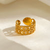 Stainless Steel Double Chain Ring With Geometric Design And Electroplating Treatment Suitable For Women