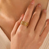 Stainless Steel Double Chain Ring With Geometric Design And Electroplating Treatment Suitable For Women