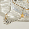 Stainless Steel Double Color Electroplated Bow Clavicle Necklace
