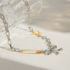 Stainless Steel Double Color Electroplated Bow Clavicle Necklace