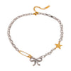 Stainless Steel Double Color Electroplated Bow Clavicle Necklace