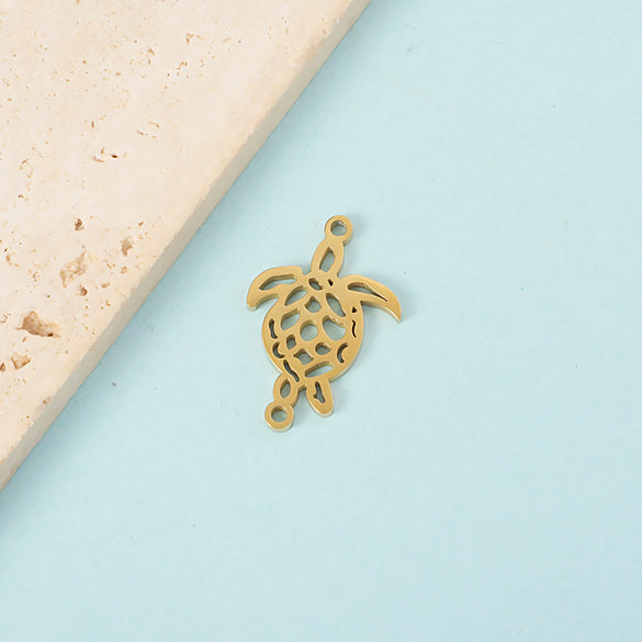 Stainless Steel Double Hanging Cut Out Turtle Pendant Jewelry Accessories Fine Polishing