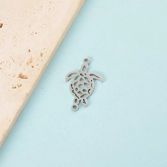 Stainless Steel Double Hanging Cut Out Turtle Pendant Jewelry Accessories Fine Polishing