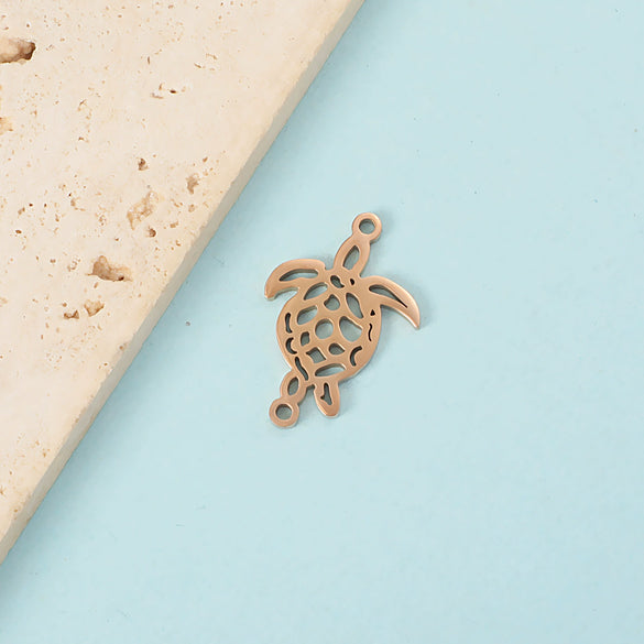 Stainless Steel Double Hanging Cut Out Turtle Pendant Jewelry Accessories Fine Polishing
