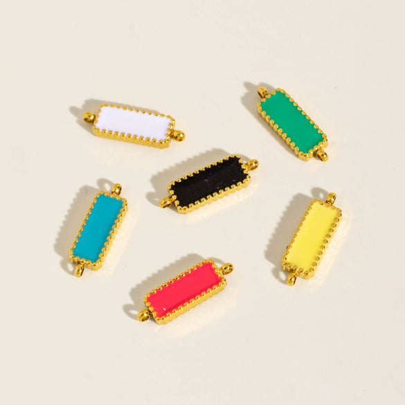 Stainless Steel Double Hanging Enamel Long Strip Geometric Oil Dropping Bracelet Pendant Jewelry Accessories