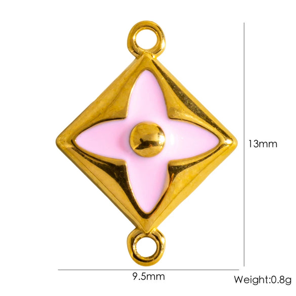 Stainless Steel Double Hanging Pendant Bracelet Necklace Accessories With Geometric Style And Oil Dropping Diamond Electroplating Treatment