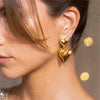 Stainless Steel Double Heart Geometric Electroplated Women's Earrings
