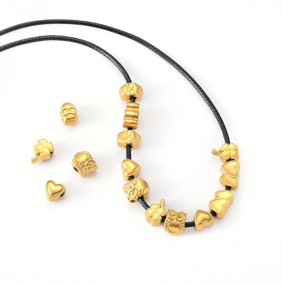Stainless Steel Double Heart Owl Skull Beaded Accessories For Diy Necklace And Bracelet With Love Pattern And Electroplating Design