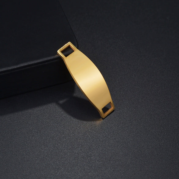 Stainless Steel Double Hole Curved Rectangular Tag Electroplated Diy Bracelet Jewelry Accessories