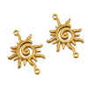 Stainless Steel Double Hole Sunflower Vintage Handmade Earrings Pendant Necklace Accessories With Electroplating