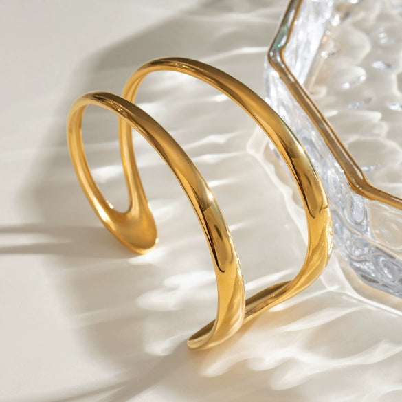 Stainless Steel Double Layer Hollow Women's Ins Geometric Style Electroplated Bracelet
