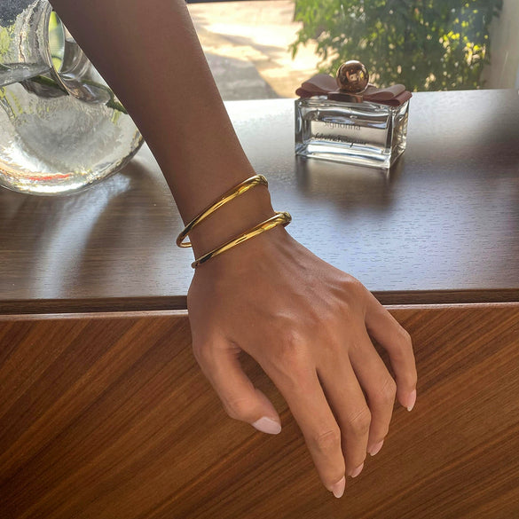 Stainless Steel Double Layer Hollow Women's Ins Geometric Style Electroplated Bracelet