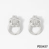 Stainless Steel Double Ring Buckle Geometric Earrings With Electroplating For Women Fashionable Light Luxury Casual Style Accessories