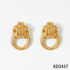 Stainless Steel Double Ring Buckle Geometric Earrings With Electroplating For Women Fashionable Light Luxury Casual Style Accessories