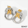 Stainless Steel Double Ring Buckle Geometric Earrings With Electroplating For Women Fashionable Light Luxury Casual Style Accessories