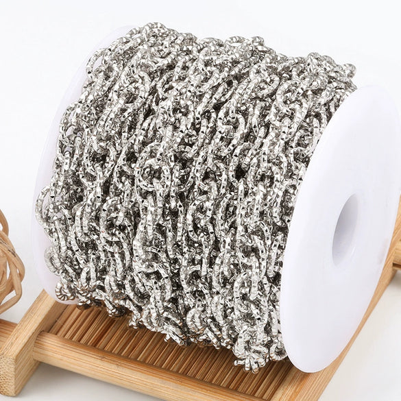 Stainless Steel Double Woven Chain Indentation Trendy Necklace And Bracelet With Electrolytic Brightening