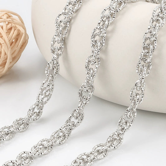Stainless Steel Double Woven Chain Indentation Trendy Necklace And Bracelet With Electrolytic Brightening