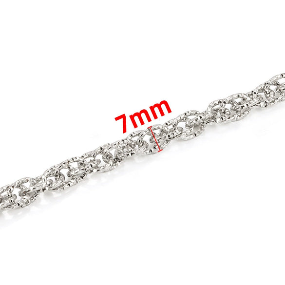 Stainless Steel Double Woven Chain Indentation Trendy Necklace And Bracelet With Electrolytic Brightening