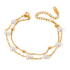 Stainless Steel Doublelayer Beaded Pearl Geometric Style Electroplated Women's Bracelet
