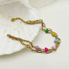 Stainless Steel Doublelayer Bracelet With Heart And Geometric Patterns Electroplated For Women Vintage Allmatch Style