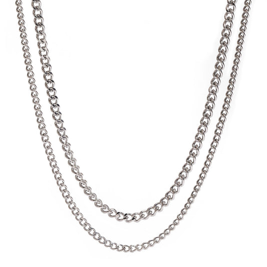 Stainless Steel Doublelayer Necklace Jewelry With Geometric Pattern And Electroplating For Women