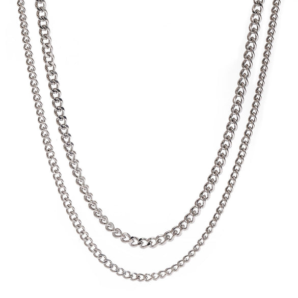 Stainless Steel Doublelayer Necklace Jewelry With Geometric Pattern And Electroplating For Women