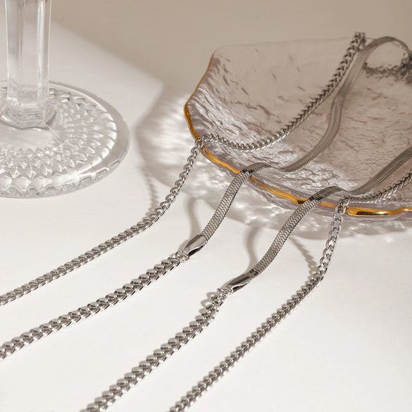 Stainless Steel Doublelayer Necklace Jewelry With Geometric Pattern And Electroplating For Women